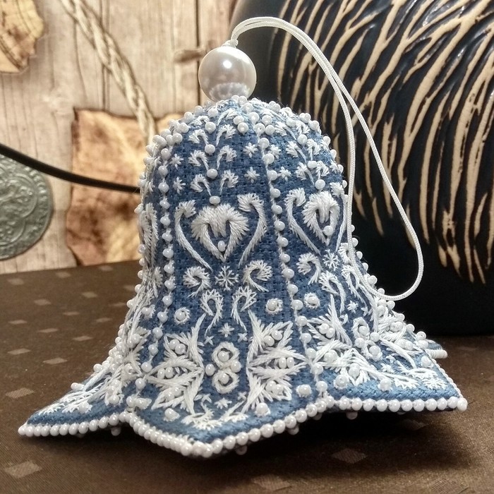 Bell in the technique of Shovchiki - My, Beads, Canvas, Cross-stitch, Bells, Floss, Handmade, Accessories, Embroidery