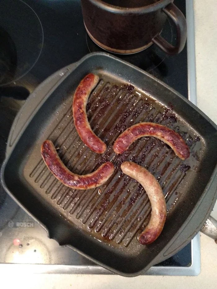 Nothing unusual, just the Germans fry their sausages - Sausages, Germans, Germany, Swastika, Humor