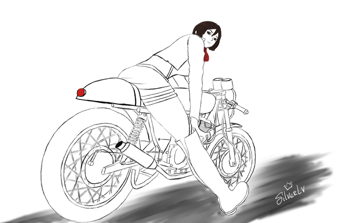 Mikasa rider - My, Drawing, , Motorcycles, Moto, Mikasa Ackerman