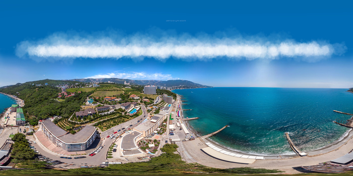 360° aerial panorama of the Yalta beach Dolphin - My, Yalta, Beach, Dolphin, Crimea, Aerial photography, Crimea is ours