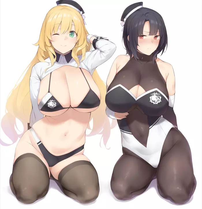 Atago and Takao - Kantai Collection, Atago, Takao, Аниме, Anime Art, Azur Lane, Sugoi Dekai, Сиськи