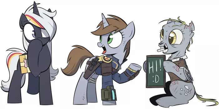 Hello! - My little pony, Littlepip, Velvet remedy, Derpy hooves, Fallout: Equestria, Original character, Wandrevieira1994