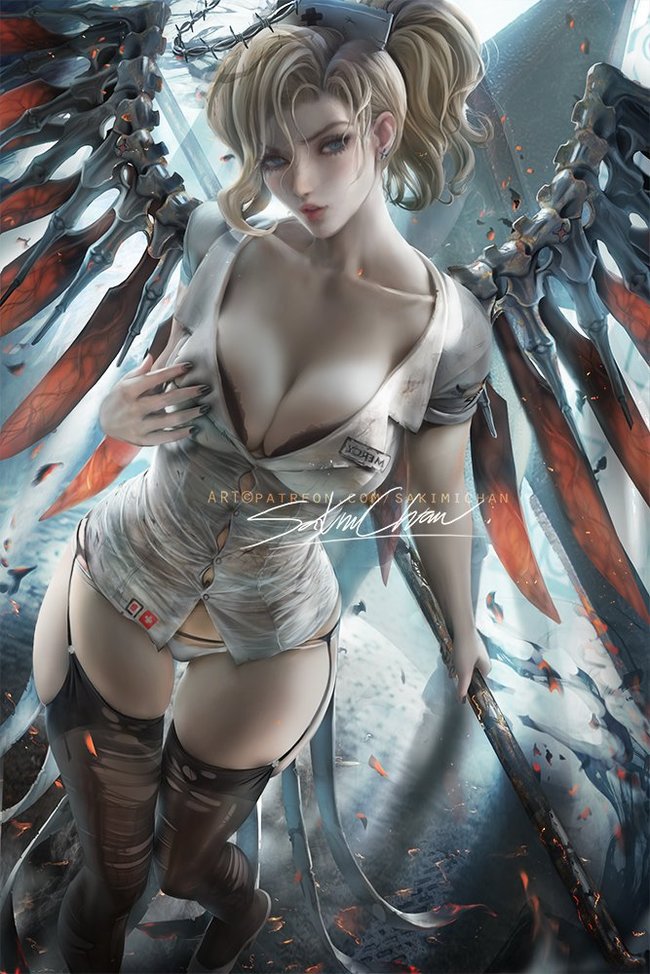  Overwatch, Mercy, Sakimichan
