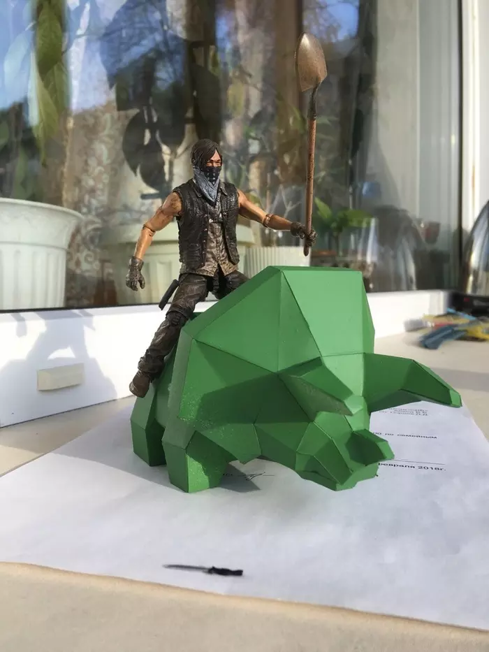 Suffering in pictures - Longpost, Tools, Dinosaurs, Daryl Dixon, Papercraft, My