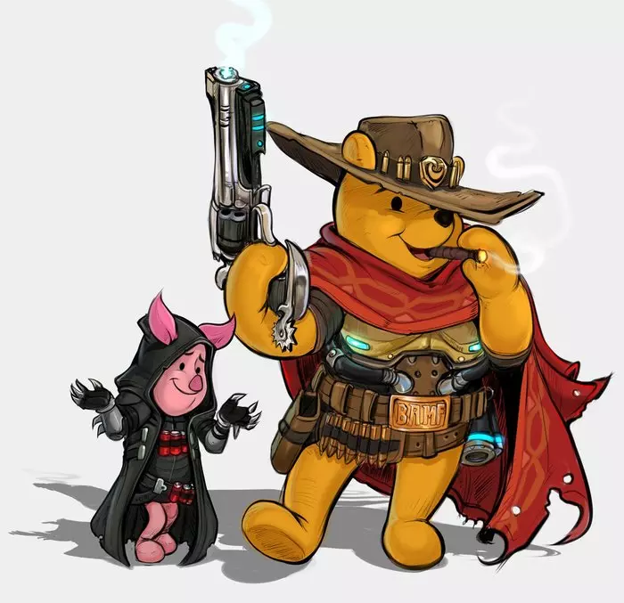 Art - Shadman, Overwatch, Reaper, McCree, Winnie the Pooh, Games, Art