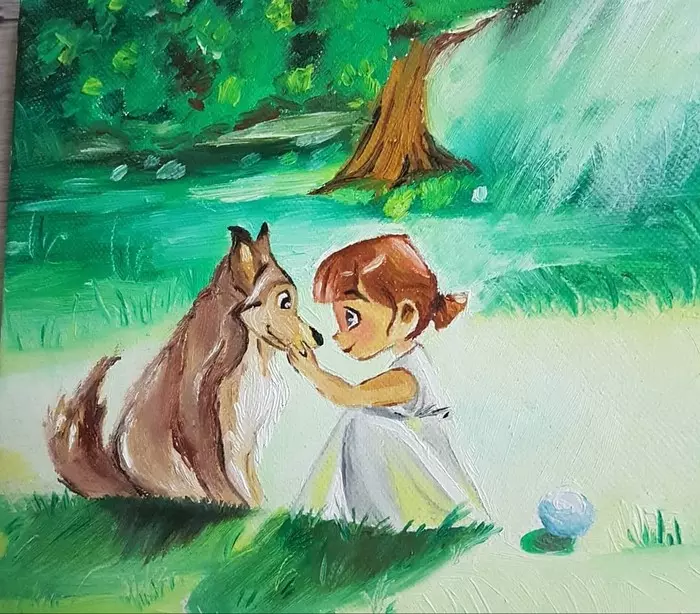 IN THE PARK - My, Dog, The park, Oil painting, Painting, Beginner artist, Painting, Children