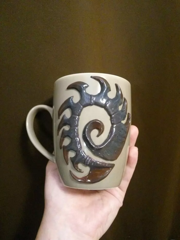 Mug from starcraft - My, Polymer clay, Starcraft, Zerg, Needlework without process, Кружки, Mug with decor