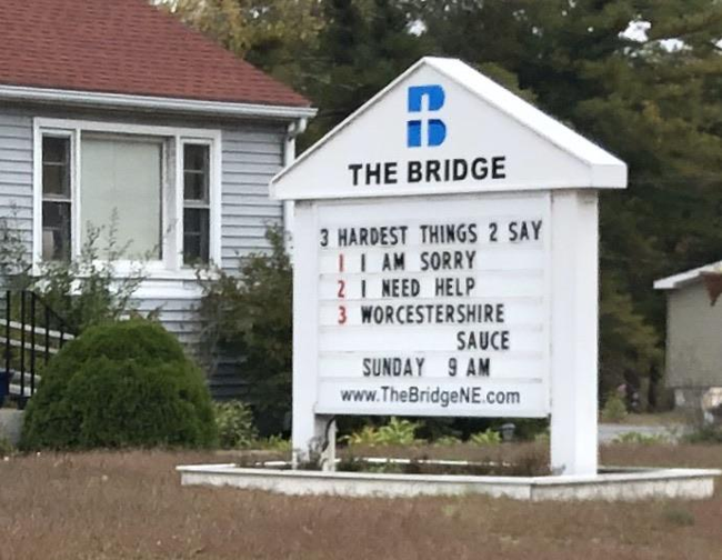 A plaque at a church in America - Inscription, Church, Religion, Humor