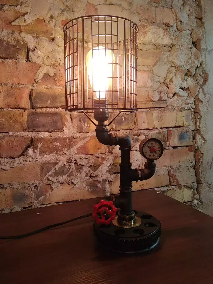 Steampunk themed lamp - My, Lamp, With your own hands, Video, Longpost, Steampunk, Interior Design
