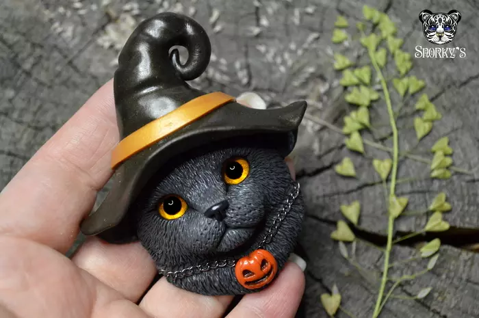 A lot of things) Cats, dogs and birds made of polymer clay) - My, Polymer clay, Handmade, Husky, Corgi, cat, Halloween, Pumpkin, Sphinx, Longpost