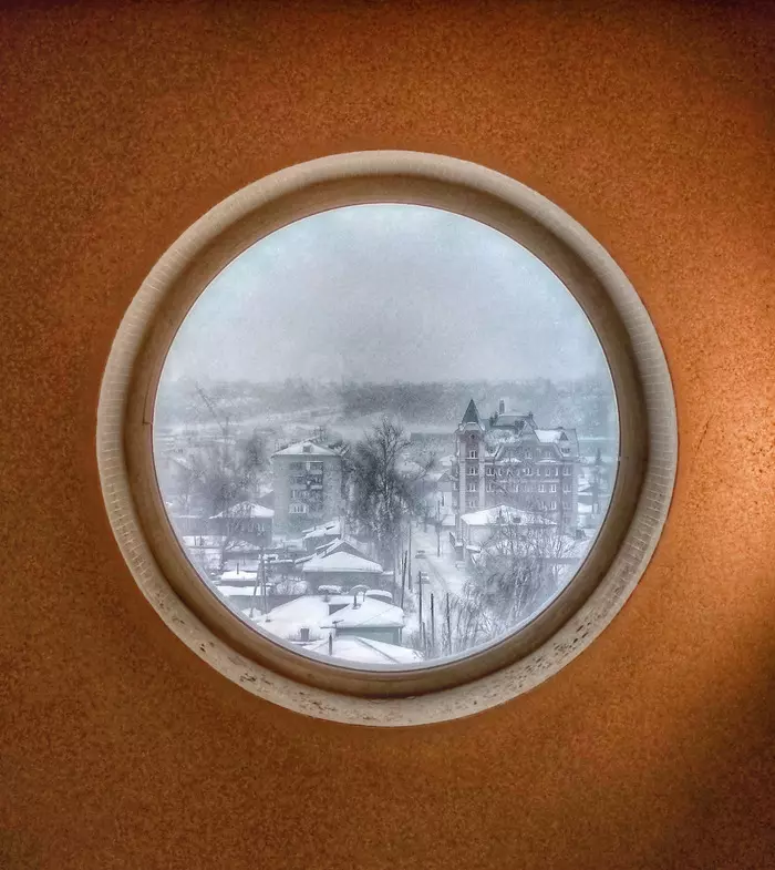 One window, four seasons - My, The photo, View from the window, Seasons, Landscape, Window, Town, Mobile photography, Longpost