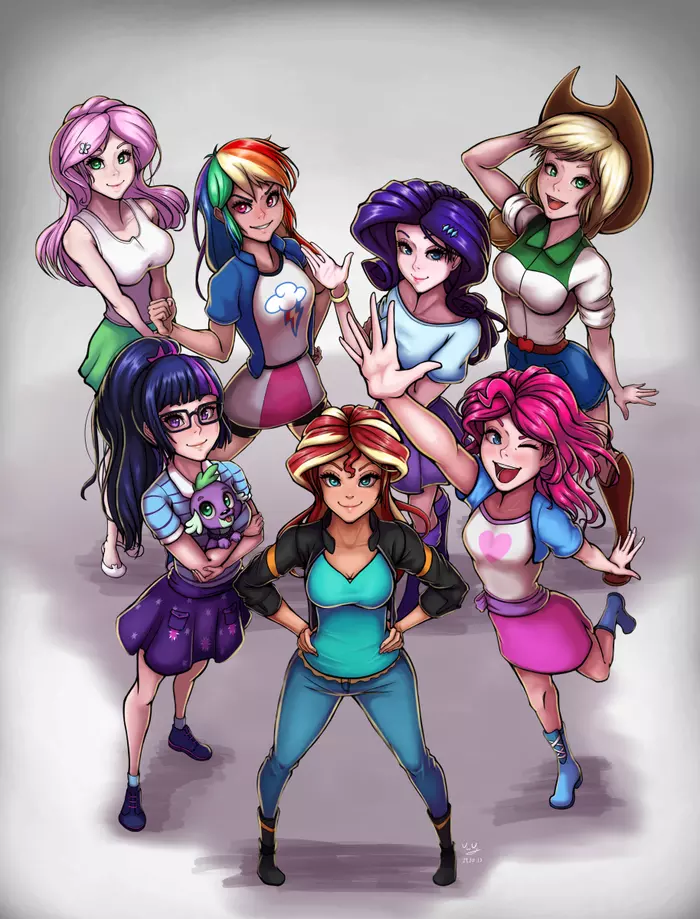 Mane 7 - My little pony, Equestria girls, Mane 6, Sunset shimmer, Spike, The-park