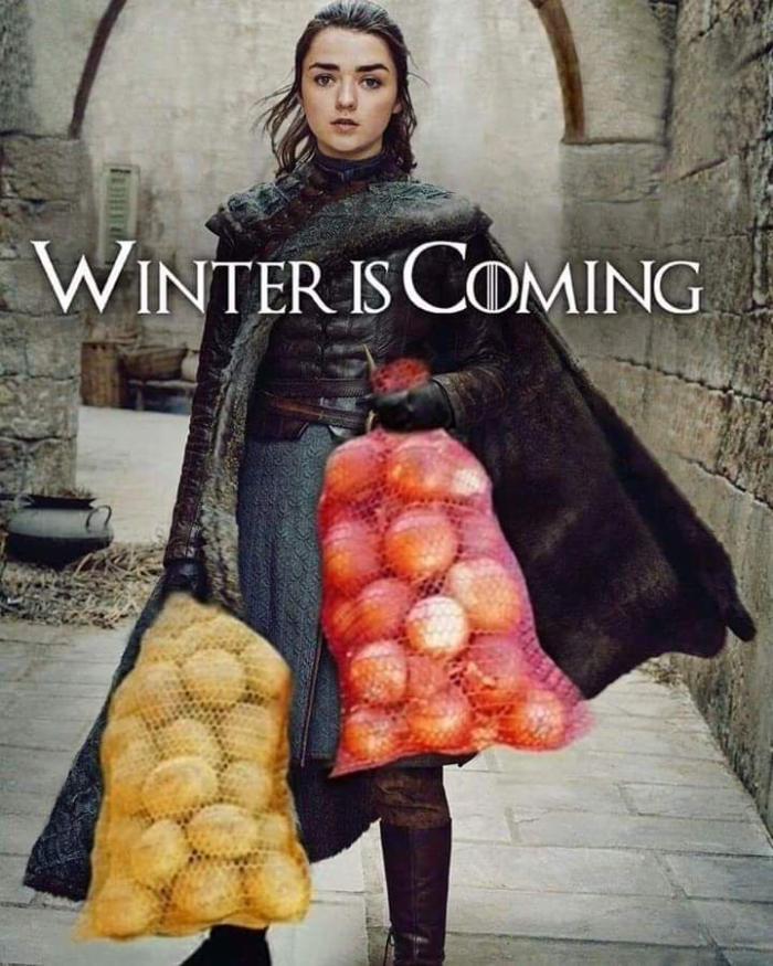 The winter is coming - Game of Thrones, Onion, The winter is coming, Strategic reserve, Potato, Arya stark
