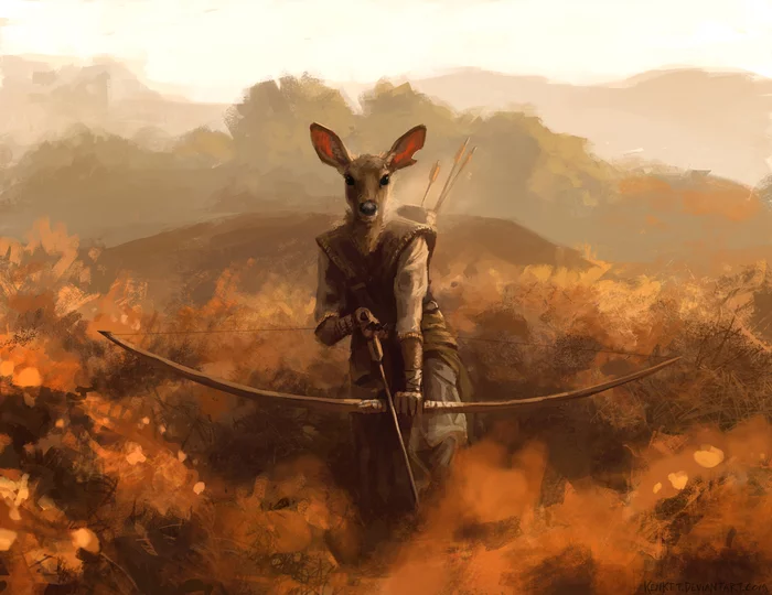 New Lands - Фурри, Furry Art, Furry deer, Охота, Лук, Kenket