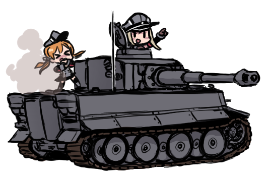 Tiger H1 (Artist: Terrajin) - Kantai collection, Anime, Anime art, Bismarck, Prinz Eugen, Tiger I