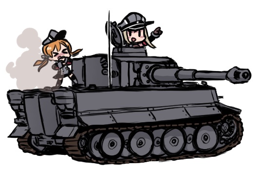 Tiger H1 (художник: Terrajin) - Kantai Collection, Аниме, Anime Art, Bismarck, Prinz Eugen, Tiger I