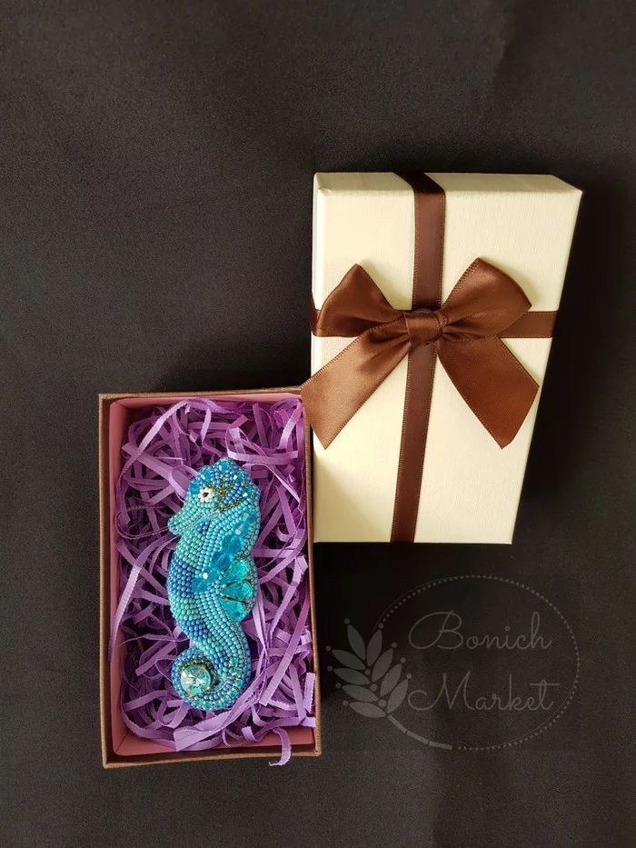 Brooch seahorse - My, Brooch, Bead jewelery, Beads, Decoration, Sea Horse, Style, Fashion, Longpost