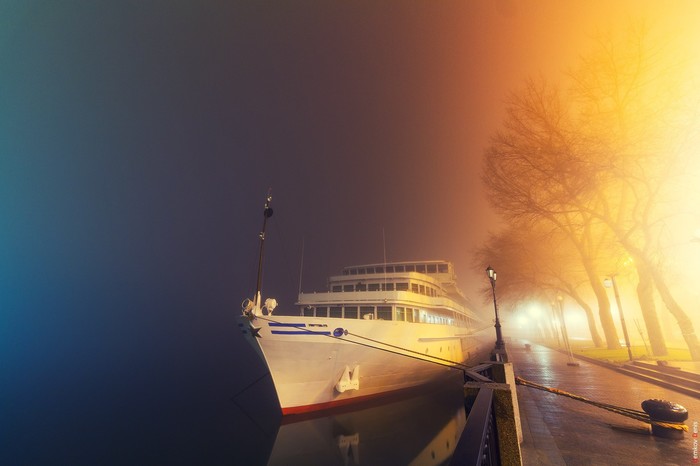 This morning on the embankment of Rostov-on-Don - Fog, Rostov-on-Don, The photo, Berth, Motor ship