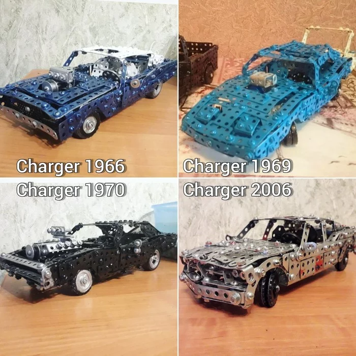 Dodge Charger 1966-2006 from a metal construction set - My, Dodge, Muscle car, Scale model, Modeling, Models, With your own hands, Auto, Retro car