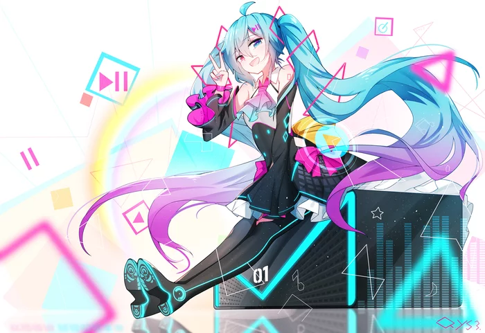 Miku - Hatsune Miku, Art, Girls, Anime art, Vocaloid, Qys3