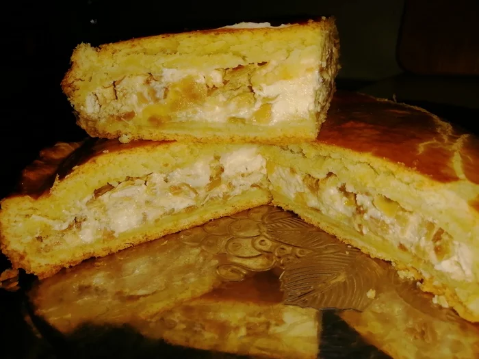 Cheese Pie - My, Recipe, Pie, Cheesecake, Onion, Longpost, Cooking