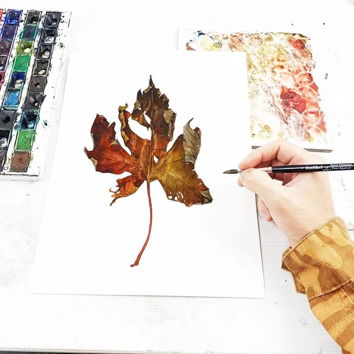 Maple Leaf - My, Watercolor, Drawing, Hobby, Art, The culture, Painting, Painting