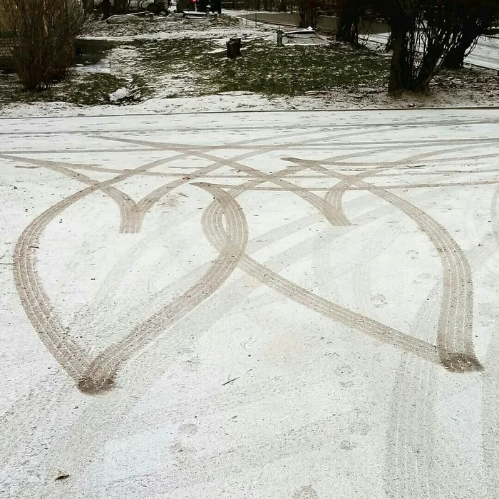 First snow - My, Snow, The photo, Heart