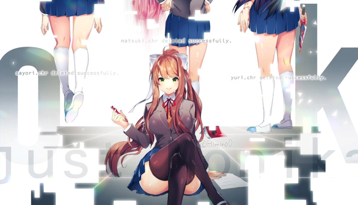 Deleted successfully Doki Doki Literature Club, Sayori, Natsuki, Yuri DDLC, Monika, Anime Art,  