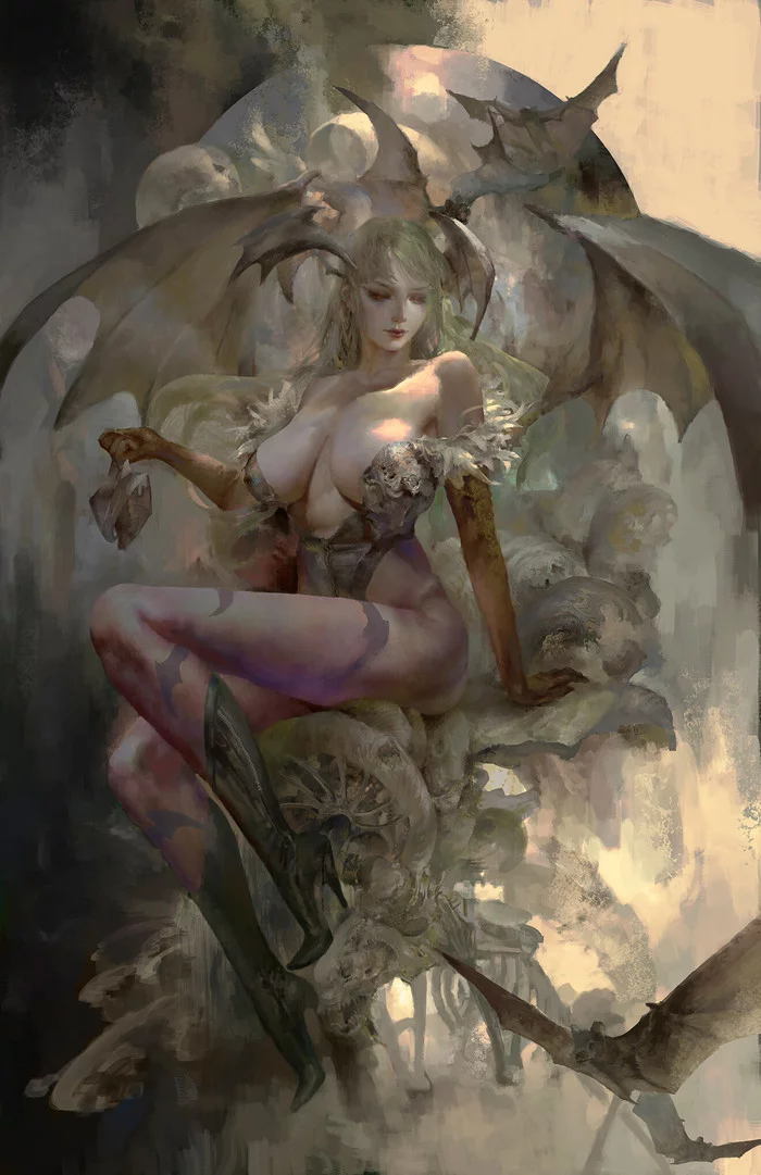 Morrigan - Art, Fantasy, Beautiful girl, Darkstalkers, Morrigan Aensland, Christian Angel