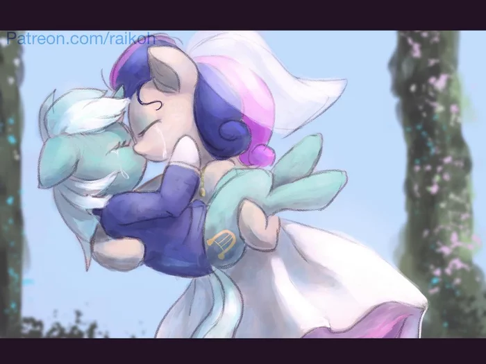 Together forever - My little pony, Lyra heartstrings, Bon bon, MLP Lesbian, Wedding, Kiss, Raikohillust