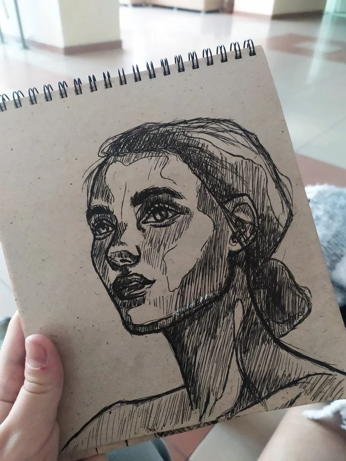 Please rate. Self-taught - My, Pen drawing, Beautiful girl