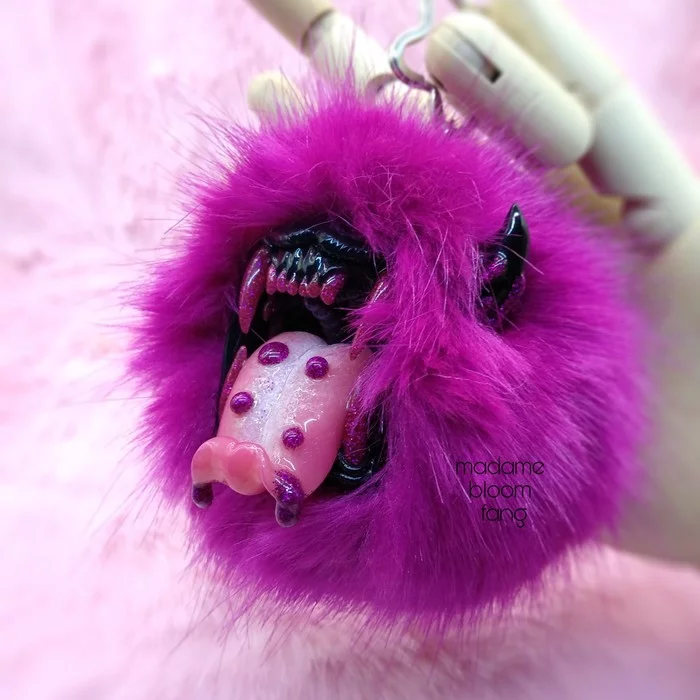 Fuchsia imp - My, Polymer clay, Toys, Mixed media, Madame bloomfang, Fluffy, Needlework without process, Longpost