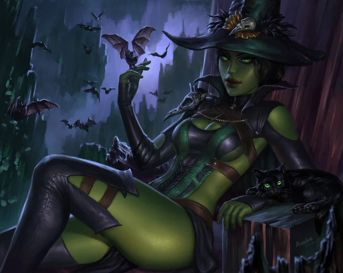 Wicked Witch Jade - My, Art, Drawing, Games, Mortal kombat, Mortal kombat 11, jade, Witches, Halloween