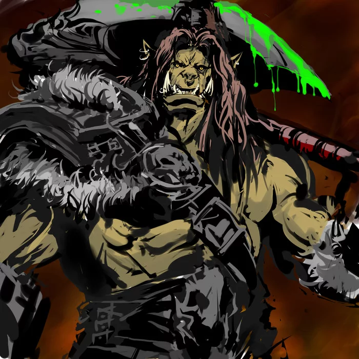 Hellscream - Warcraft, World of Warcraft, Арт, Орки, Фэнтези, Длиннопост, Громмаш Адский Крик