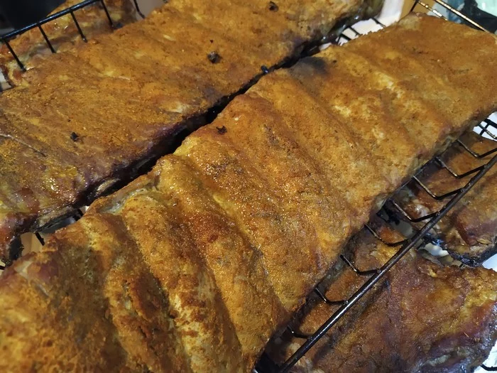 Ribs in an electric smoker. - My, Food, B-B-Q, Ribs, Pork ribs, Longpost, Recipe, Cooking