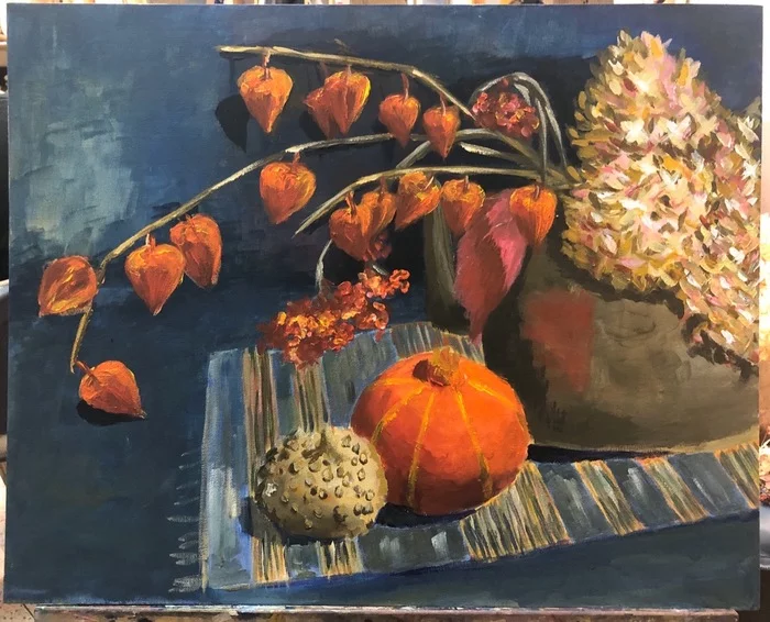 Autumn mood. - My, Acrylic, Painting, Painting