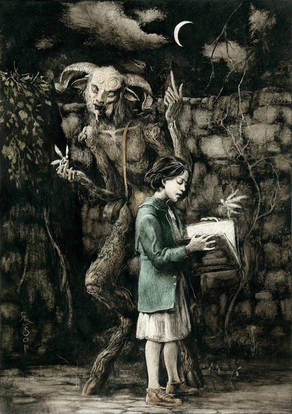 Лабиринт Фавна , художник Santiago Caruso - Лабиринт фавна, Рисунок, Красота, Мистика, Необъяснимое, Существа, Девочка, Фантастика, Длиннопост