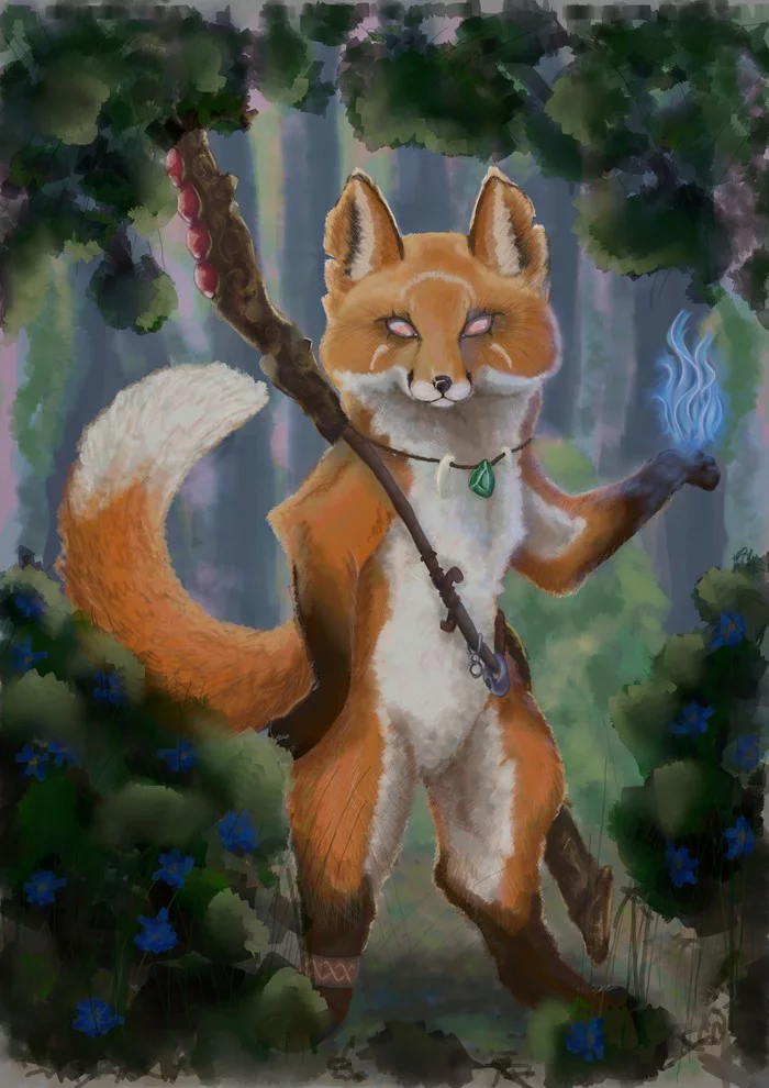 Fox Shaman - My, Drawing, Learning to draw, Graphics tablet, Fox, Digital drawing, Longpost