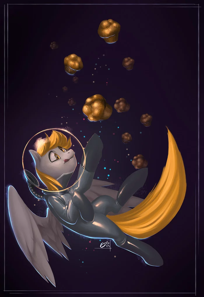 Space Derpy - My little pony, Derpy hooves, Space, Spacesuit, Muffins, Eosphorite