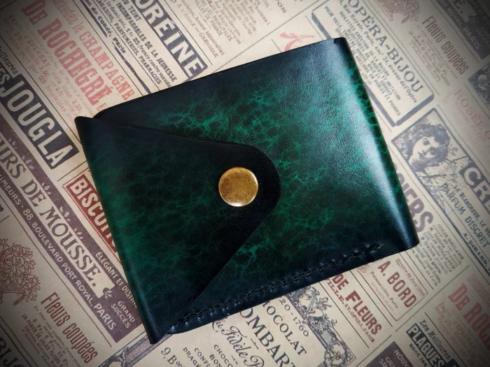Wallet “Ocean Abyss” - My, With your own hands, Handmade, Leather, Beefold, Leather products, Purse, Needlework without process, Longpost