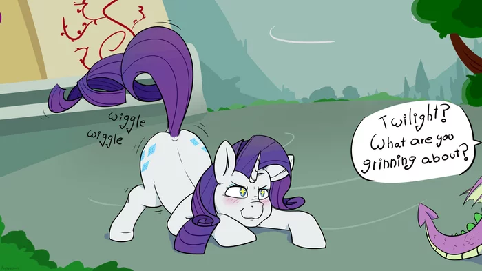 It's spikey wikey time! - My Little Pony, Rarity, Spike, Fuzzypones