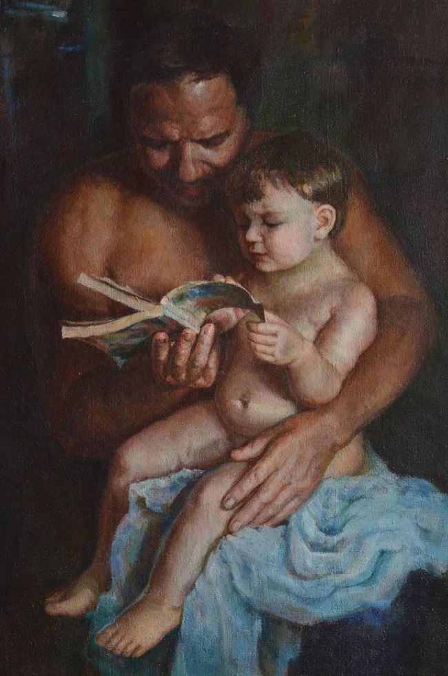 Oil painting. - My, Painting, Oil painting, Children, Father, Parents