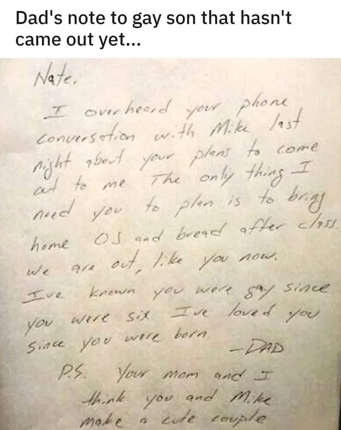 Father left a note for his gay son - Reddit, Translation, Life stories, Fake