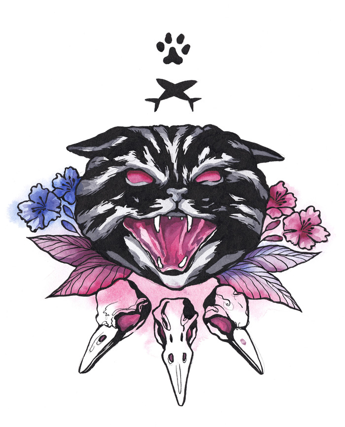 Инктобер. Лучшие работы октября. Inktober, Рисунок, Акварель, Девушки, Портрет, Сова, Кот, Длиннопост