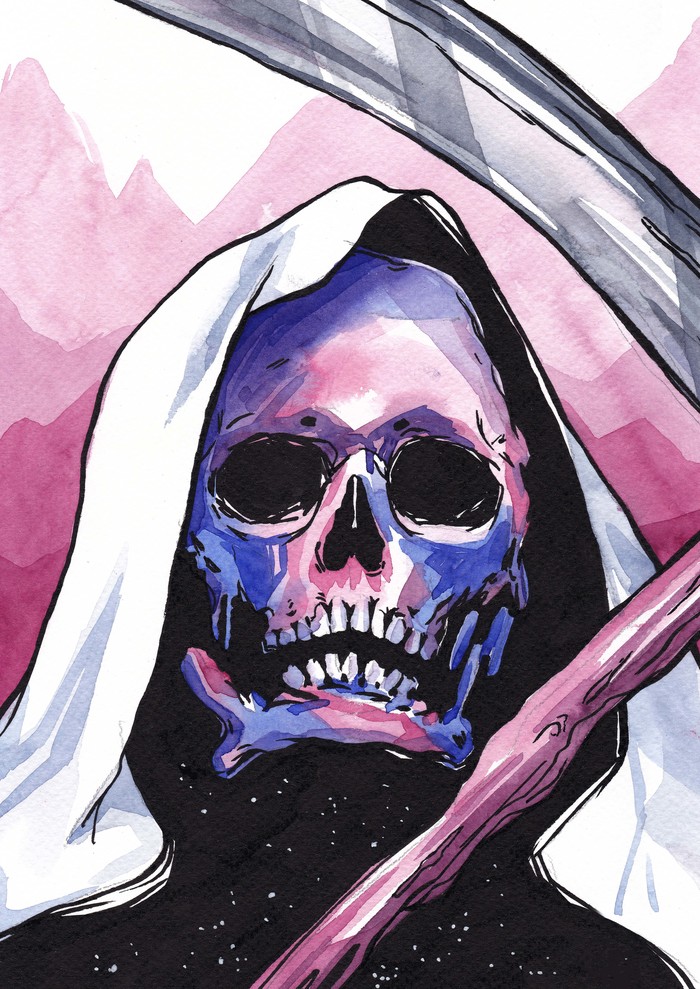 Инктобер. Лучшие работы октября. Inktober, Рисунок, Акварель, Девушки, Портрет, Сова, Кот, Длиннопост