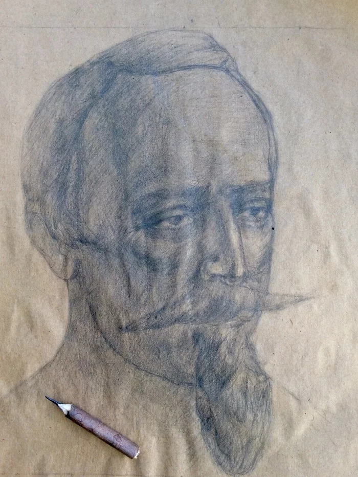 Napoleon ||| Never leave a folder with drawings on the windowsill! - My, Drawing, Portrait, Napoleon III, Craft paper