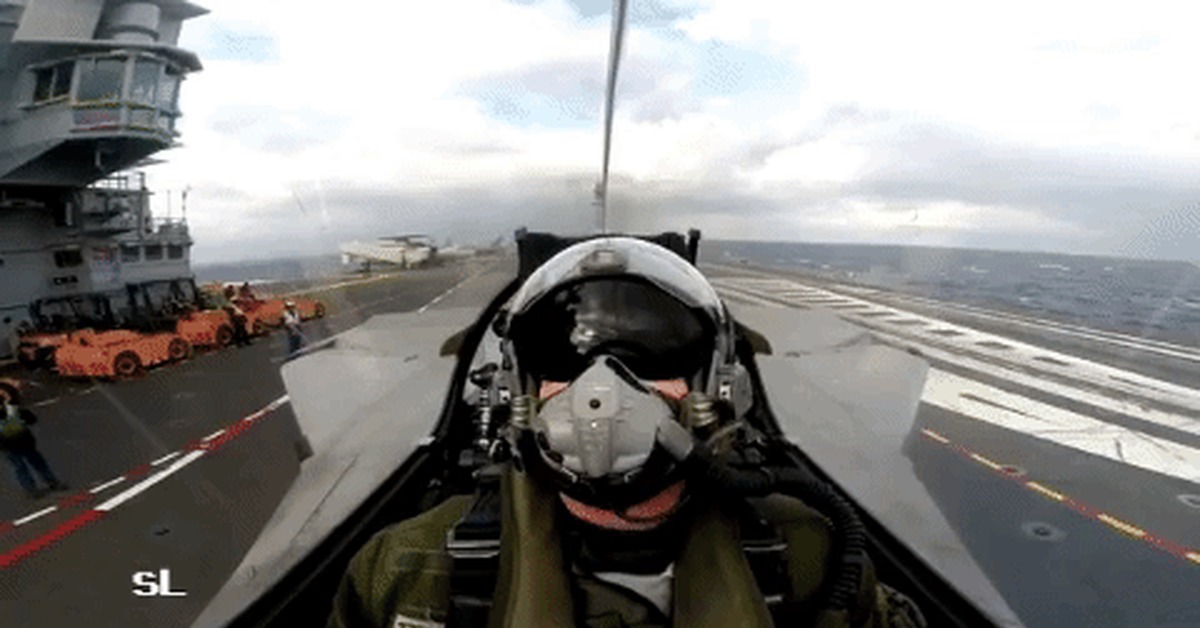 Rafale taking off from the aircraft carrier Charles de Gaulle - GIF, Aviation, Airplane, Rafale, Aircraft carrier