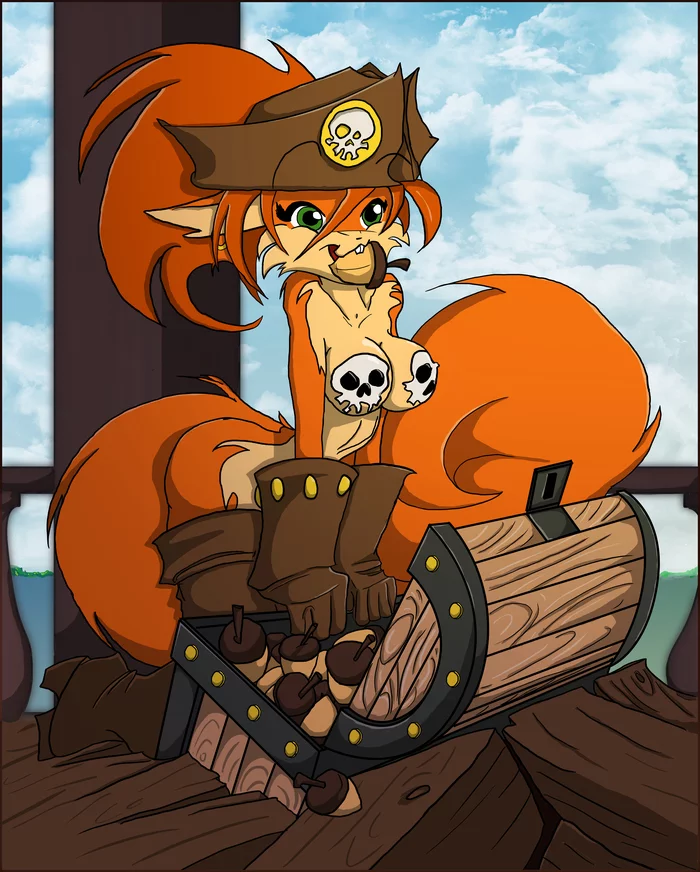 Scarlet - Pirate Treasure - NSFW, Jollyjack, Sequential art, Art, Furry, Anthro, Furry edge, Squirrel