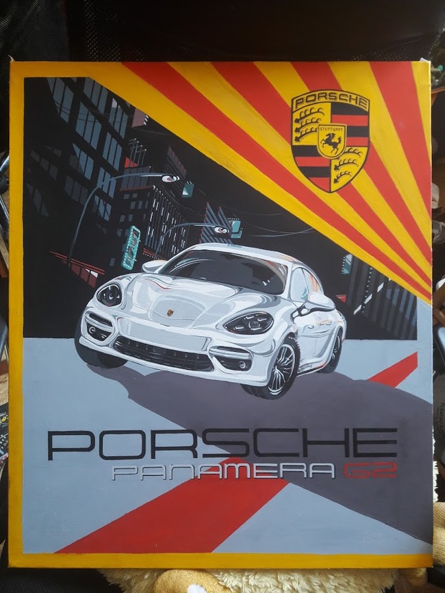 Как нарисовать Porshe от руки - Моё, Художник, Длиннопост, Porsche, Живопись