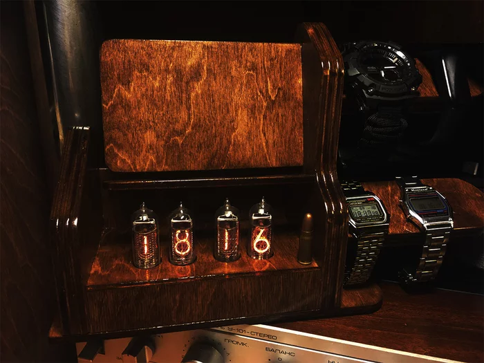 Clock for clock on IN-14 - My, Needlework without process, Lamp clock, In-14, Phone stand, Longpost